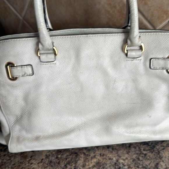 MICHAEL KORS HAMILTON Hobo Shoulder Satchel Purse Ivory Pebble Leather - Picture 5 of 11